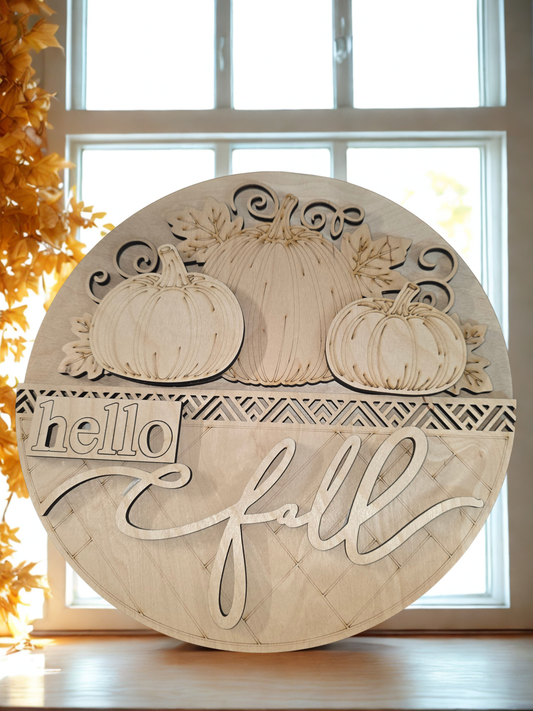Hello Fall Round Door Hanger