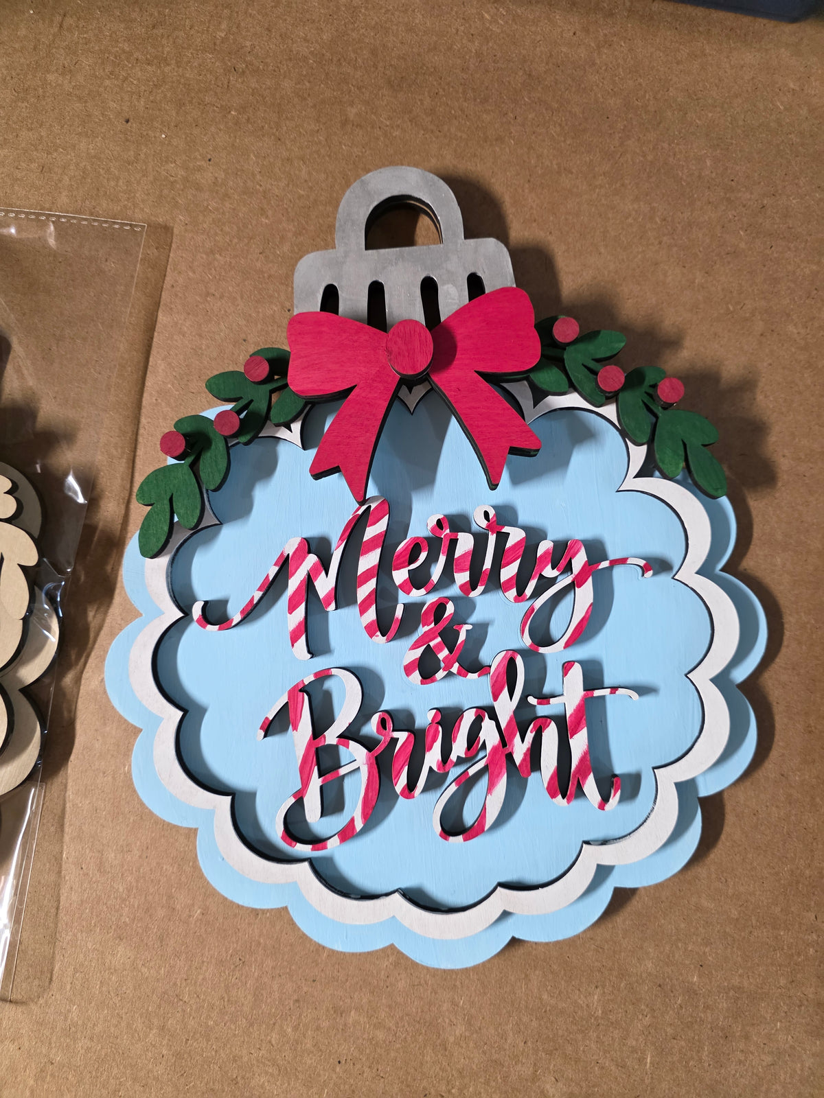 Merry and Bright Ornament Door Hanger Blank