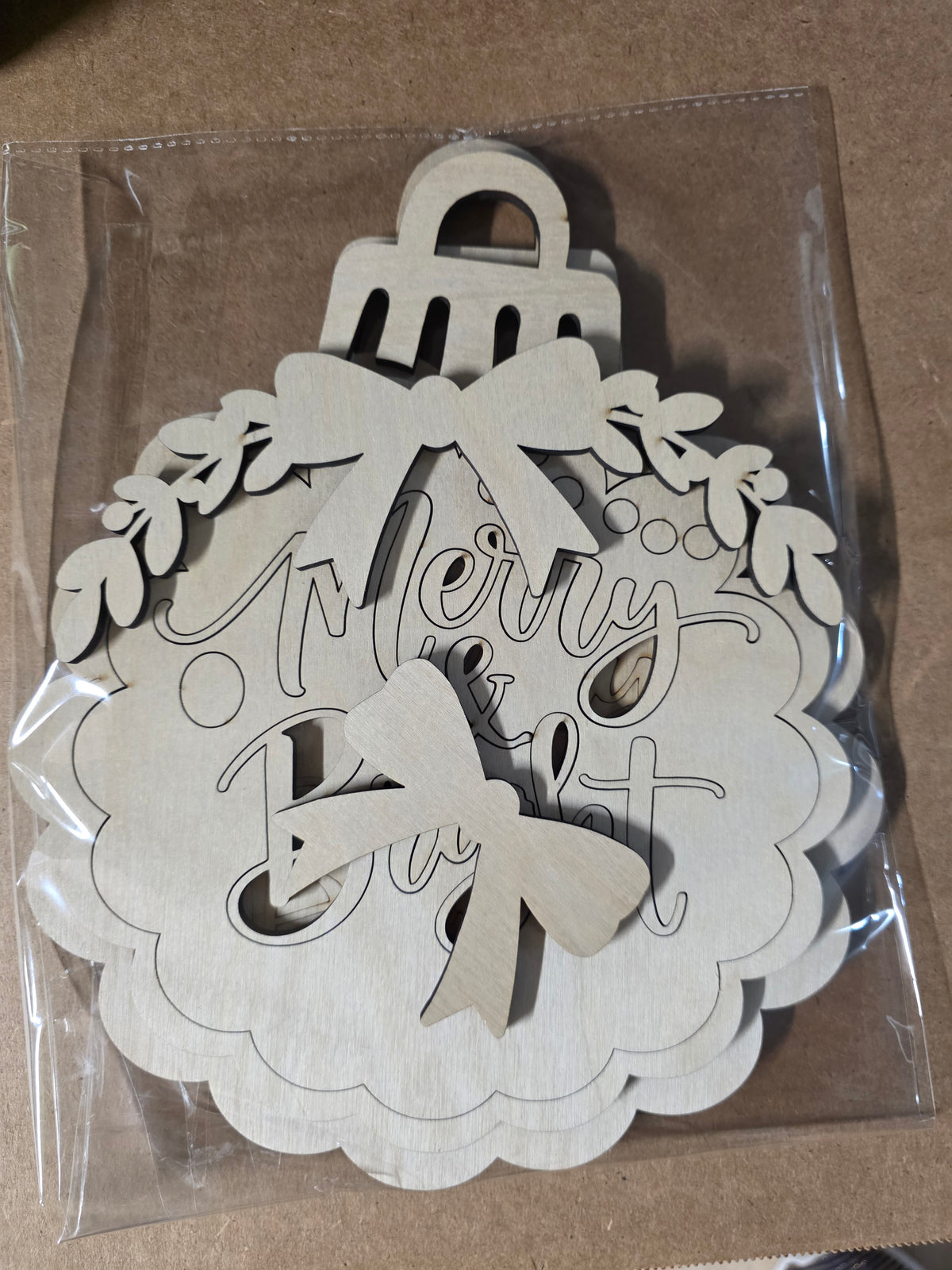 Merry and Bright Ornament Door Hanger Blank